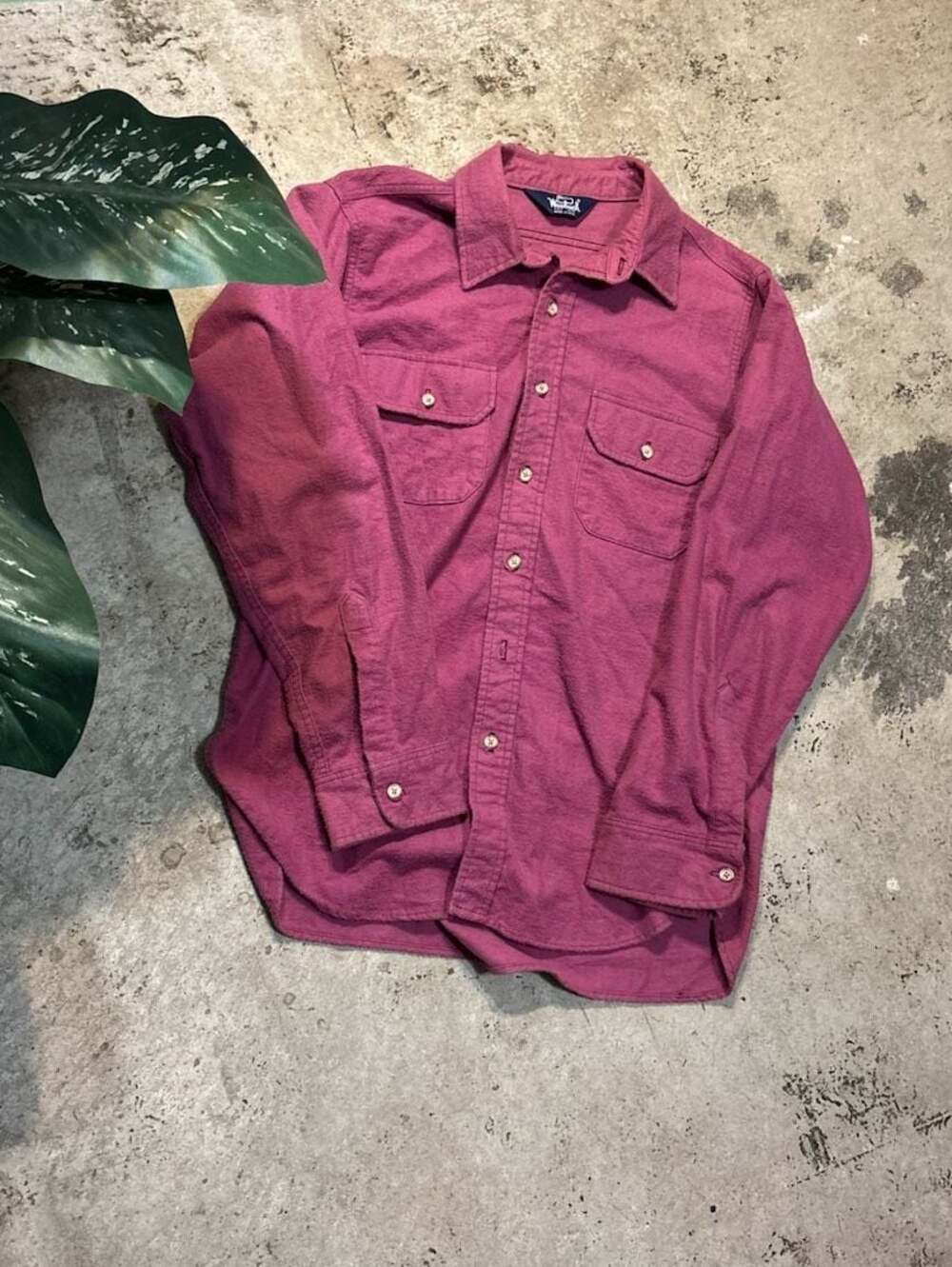 Woolrich Men's Long Sleeve Button-Up Flannel Shirt in Maroon